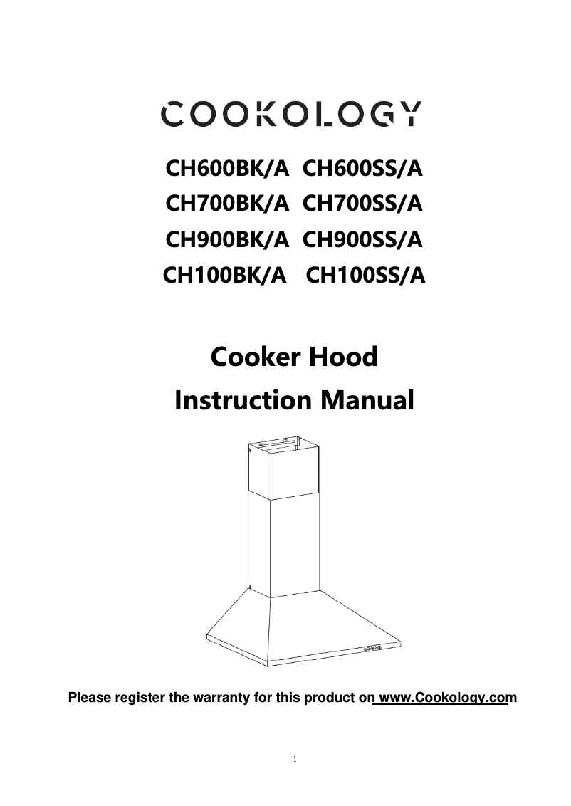 Page 1 of the manual User Manual Cookology CH100BK
