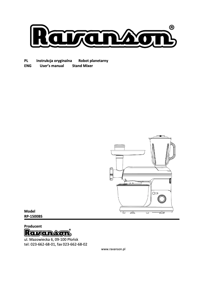 First page image of the manual for RP-1500BS
