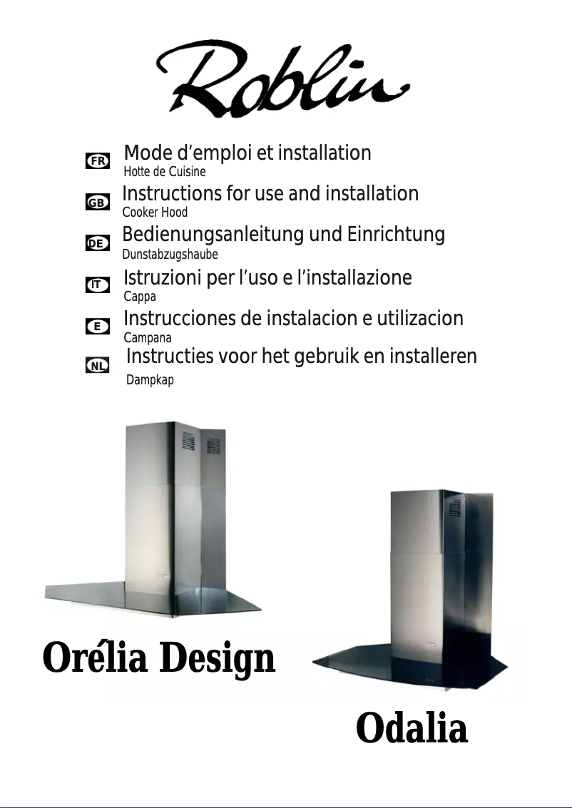 Page 1 of the manual User Manual Roblin Orélia Design
