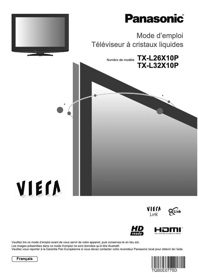 First page image of the manual for Viera TX-L32X10P