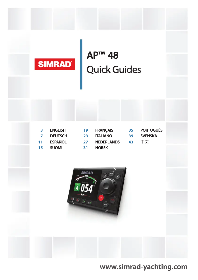 Page 1 of the manual Quick Start Guide Simrad AP48