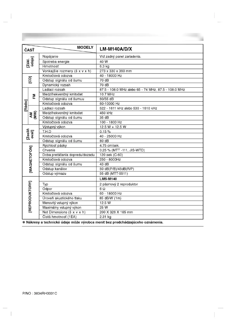 First page image of the manual for LM-M140D