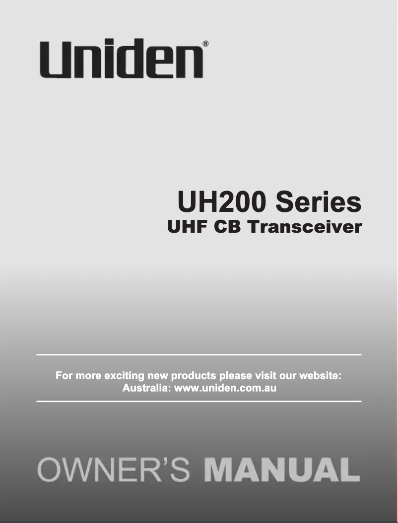 Page 1 of the manual User Manual Uniden UH200