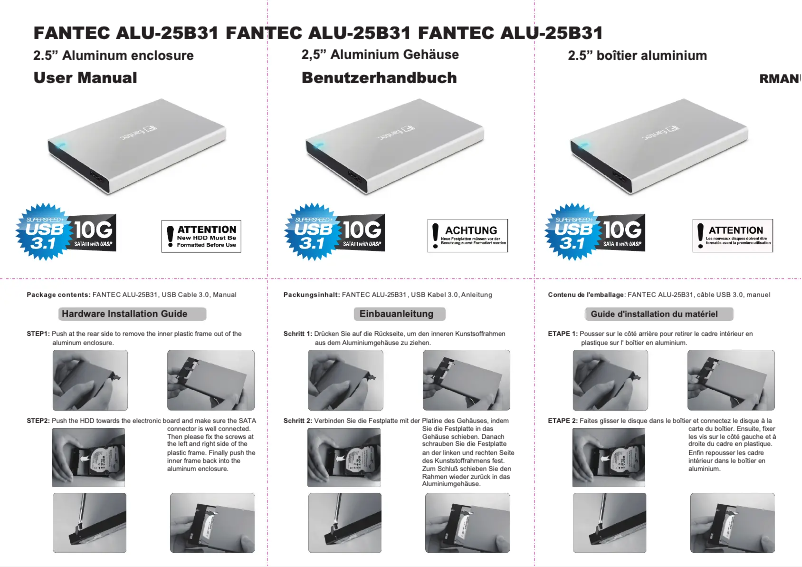 First page image of the manual for ALU-25B31