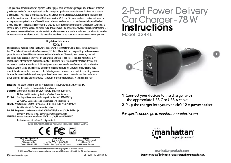 First page image of the manual for 102445