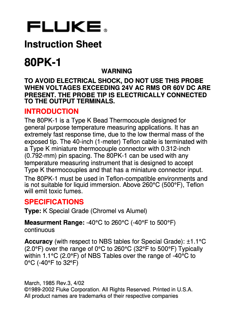 First page image of the manual for 80PK-1