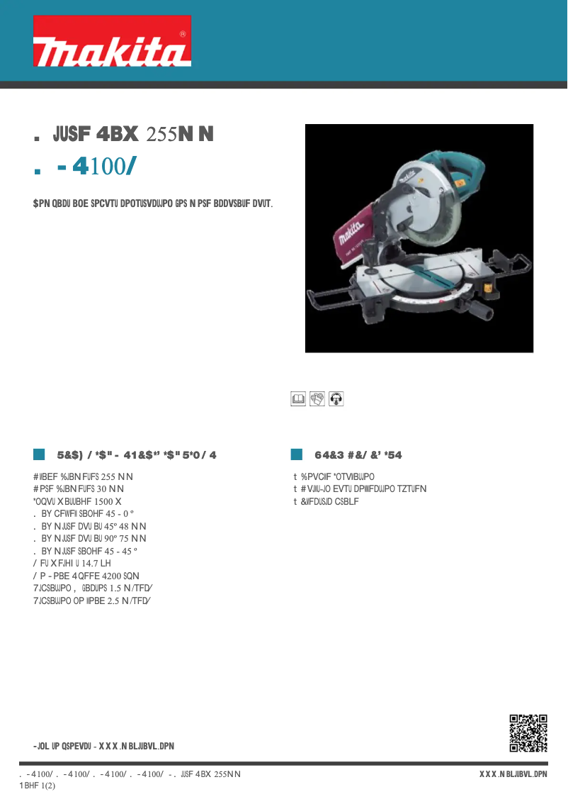 Page 1 of the manual Technical Sheet Makita MLS100N