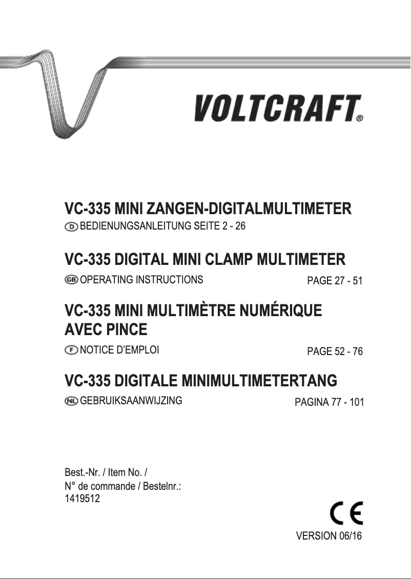 Page 1 of the manual User Manual Voltcraft VC-335