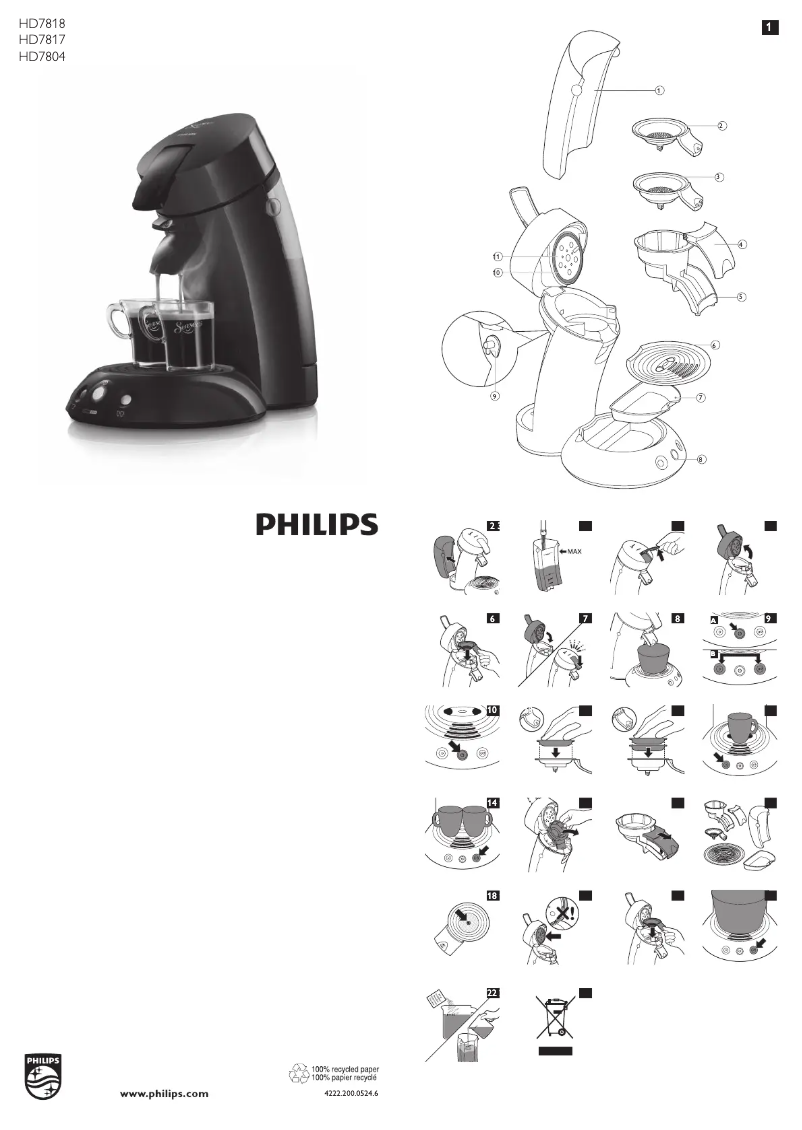 Page 1 of the manual User Manual Philips Senseo Original HD7818