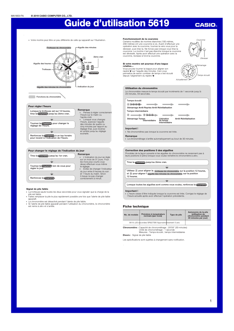 First page image of the manual for Edifice EFR-S567DC