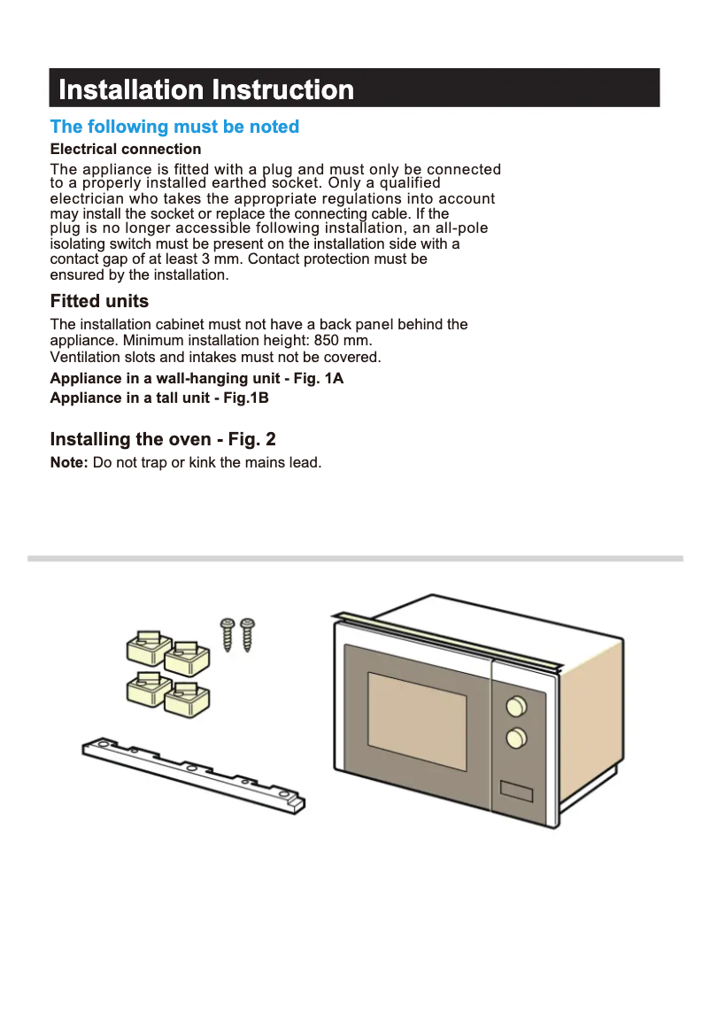 Page 1 of the manual Installation Guide Philco PMG3820