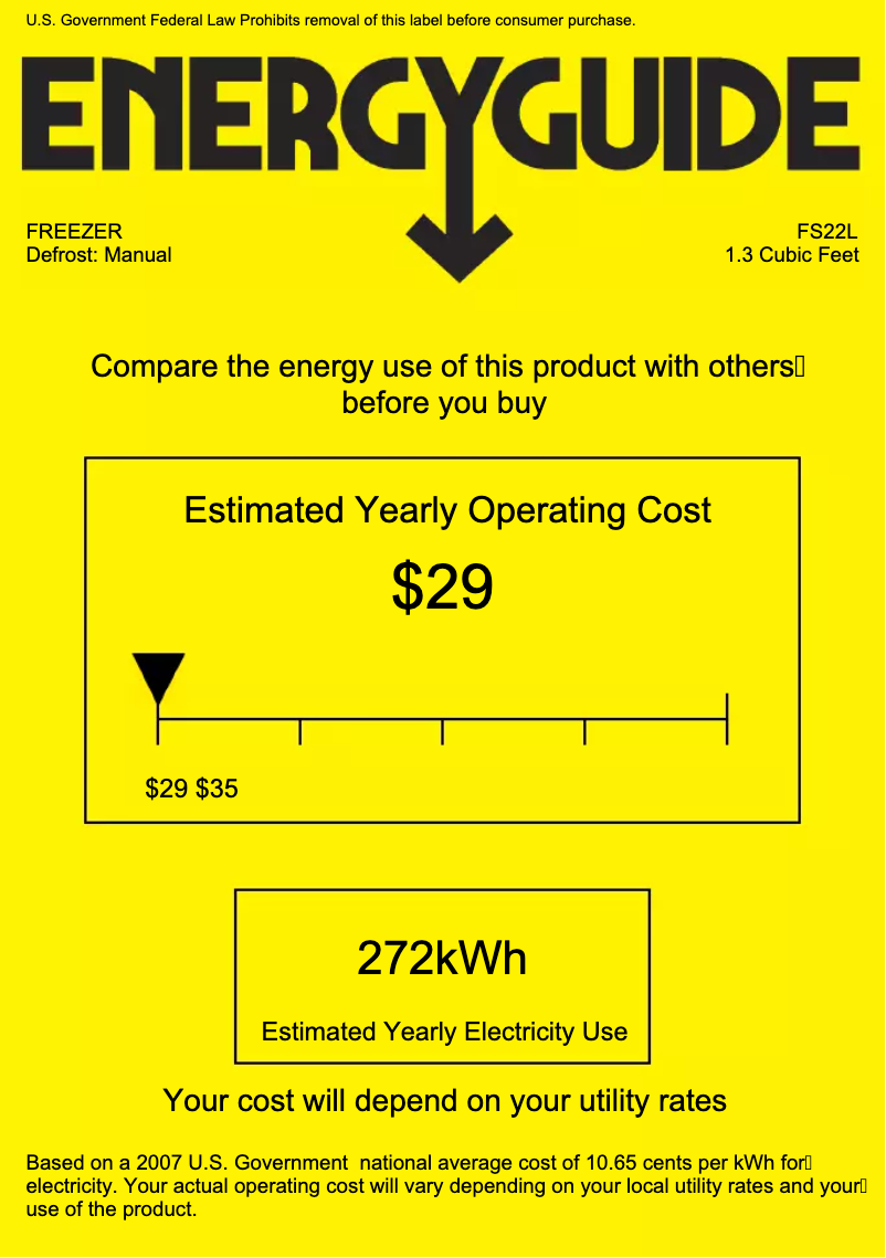 Page 1 of the manual Energy Label Summit Accucold FS24L
