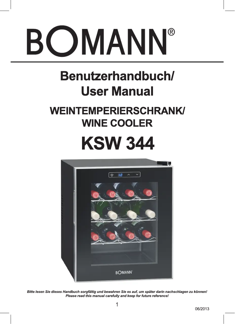 First page image of the manual for KSW 344