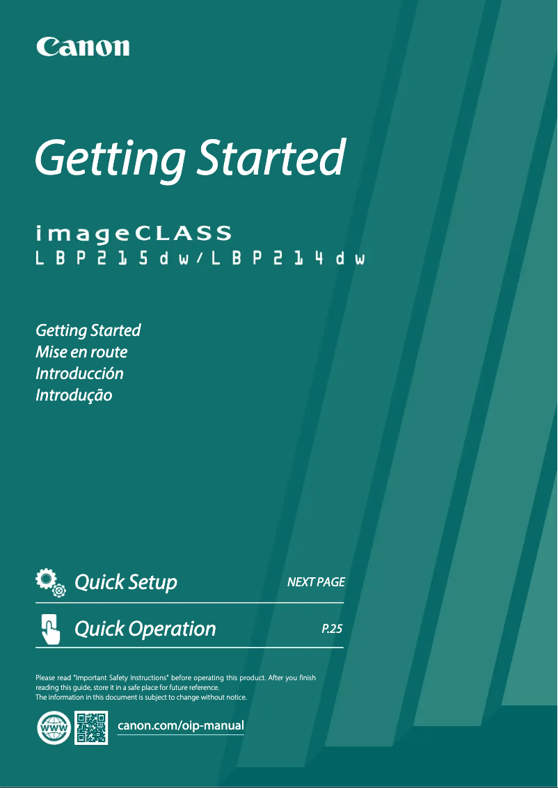 First page image of the manual for imageCLASS LBP215dw