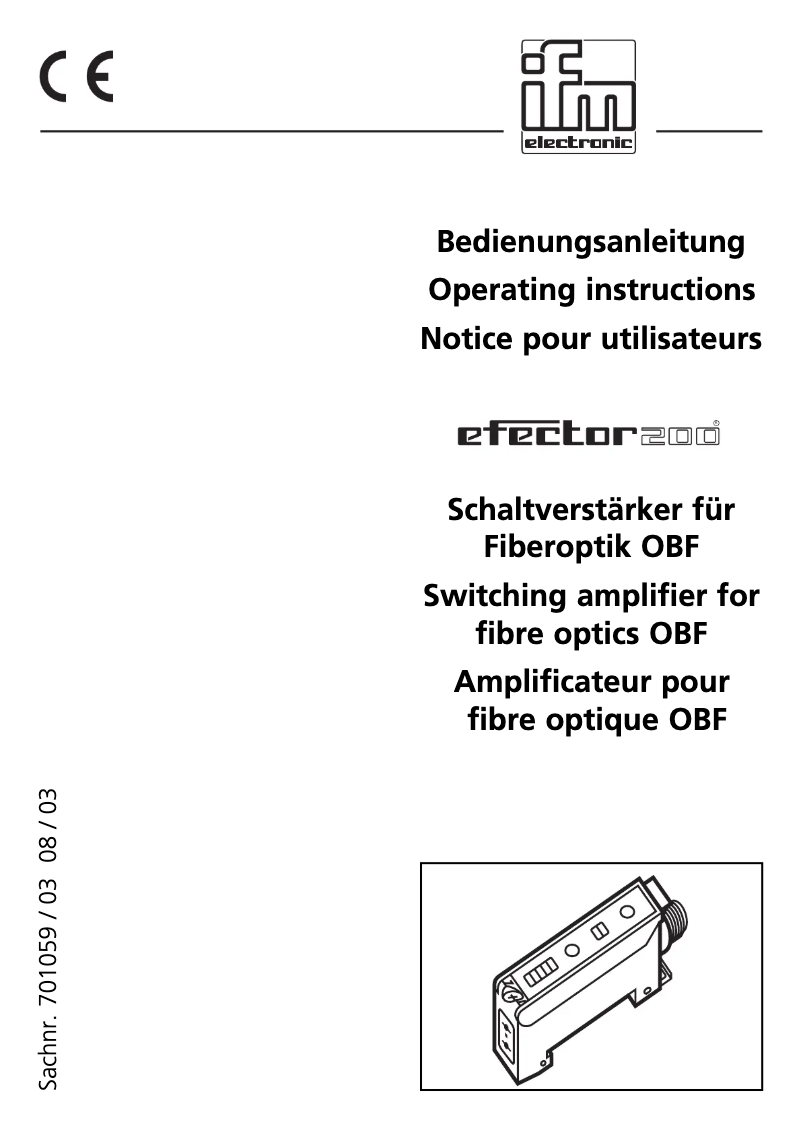 Page 1 of the manual User Manual IFM OB5015