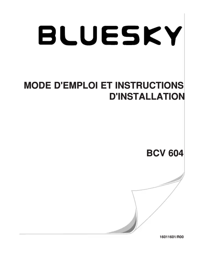 First page image of the manual for BCV 604