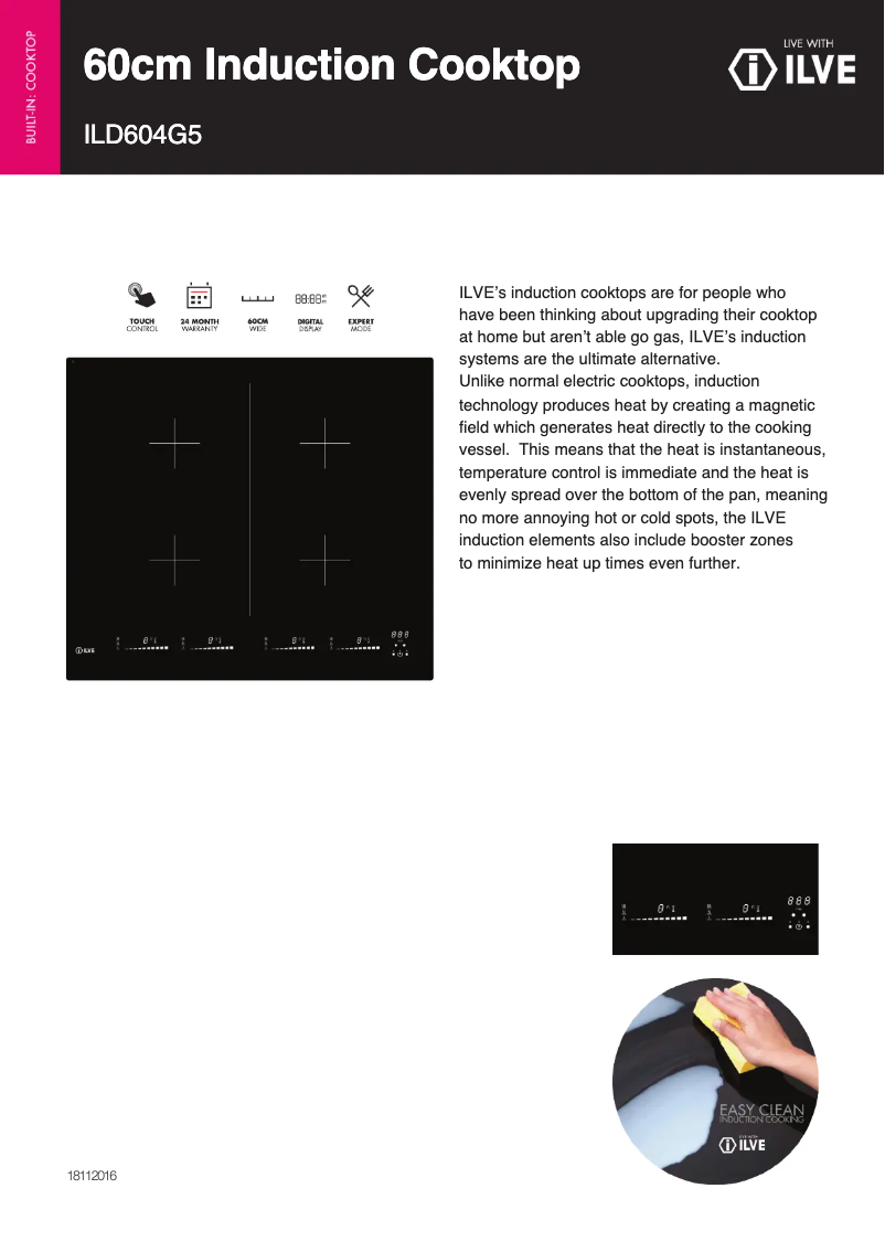 Page 1 of the manual Technical Sheet Ilve ILD604G5