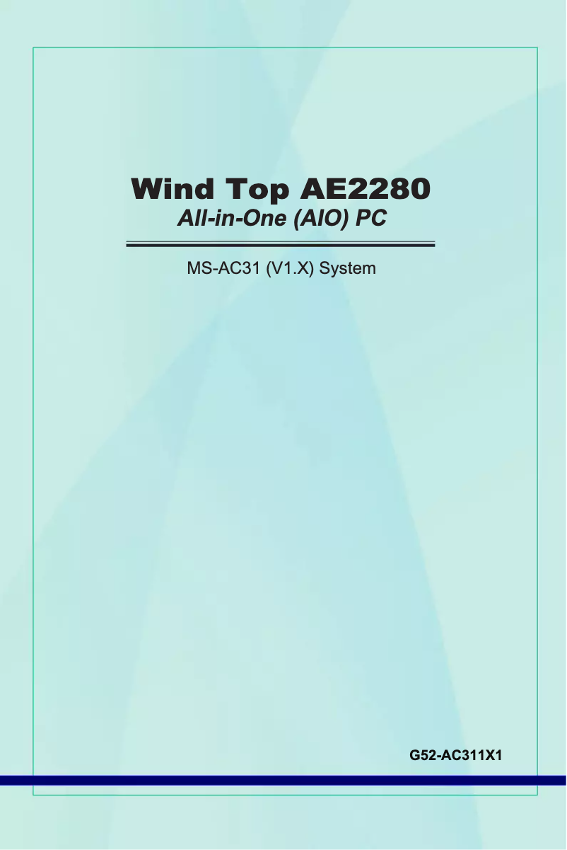 Page 1 of the manual User Manual MSI Wind Top AE2280