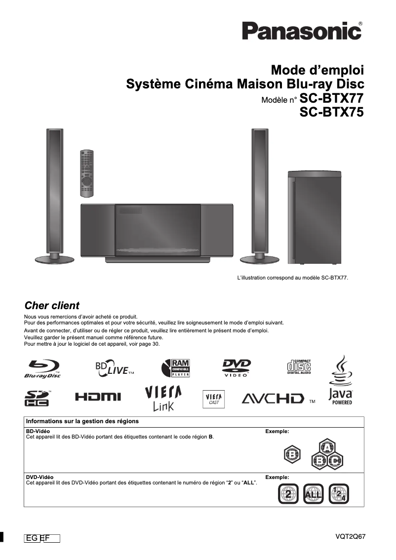 First page image of the manual for SC-BTX75