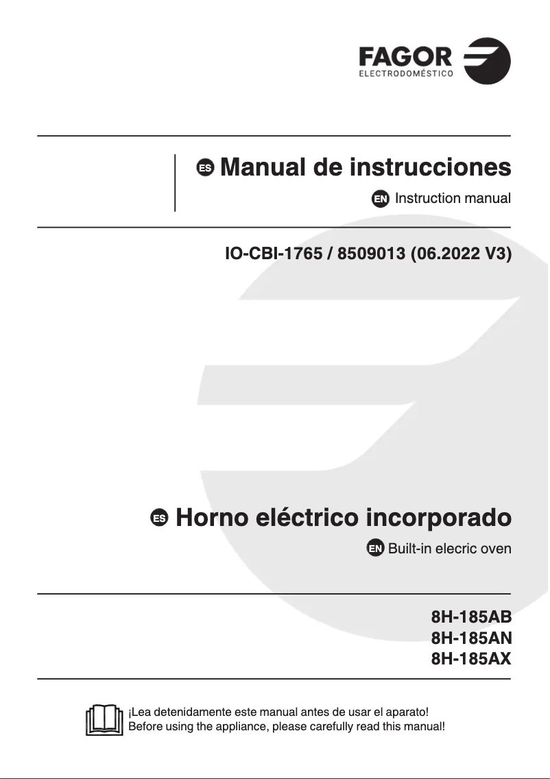 Page 1 of the manual User Manual Fagor 8H-185AX