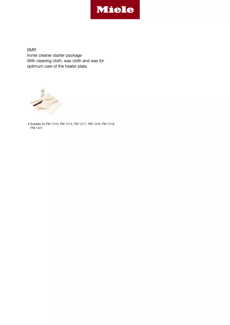 Page 1 of the manual Technical Sheet Miele SMR