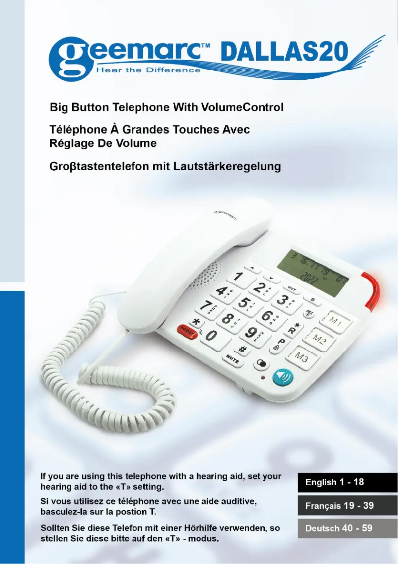 Page 1 of the manual User Manual Geemarc DALLAS20