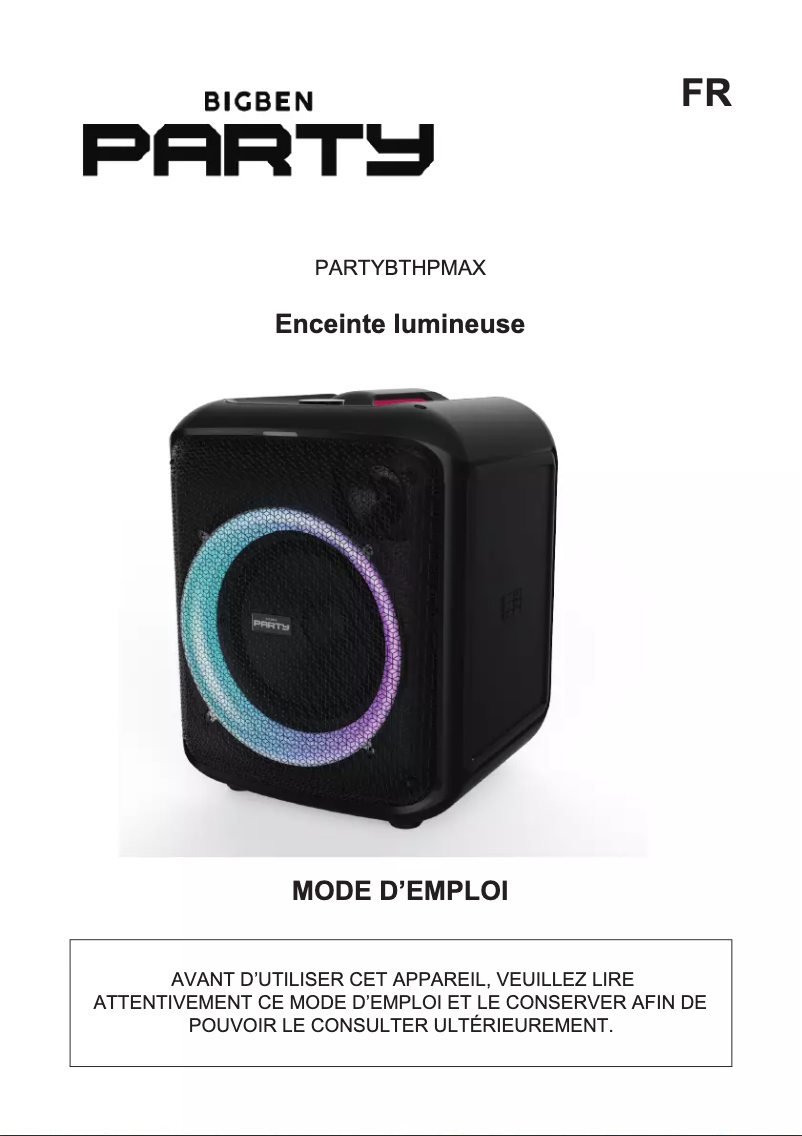 Image de la première page du manuel de l'appareil PARTYBTHPMAX