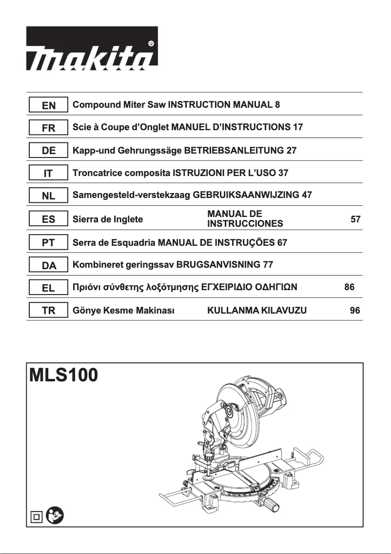 Page 1 of the manual User Manual Makita MLS100N