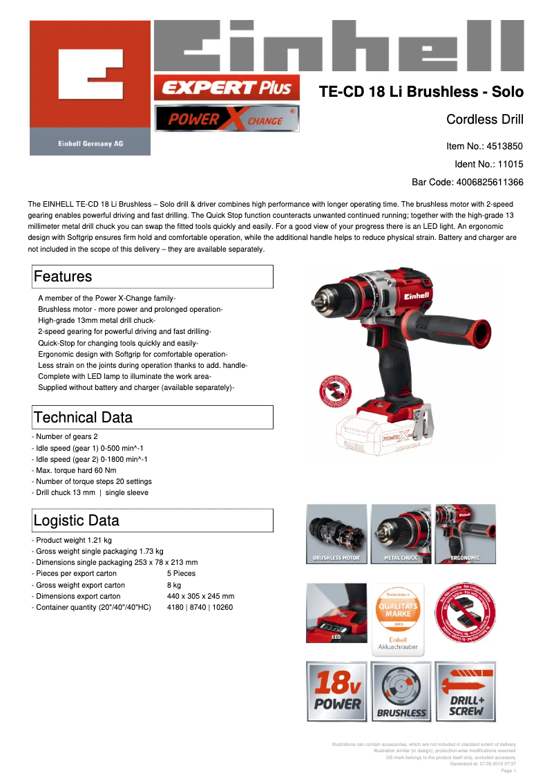 First page image of the manual for TE-CD 18 Li