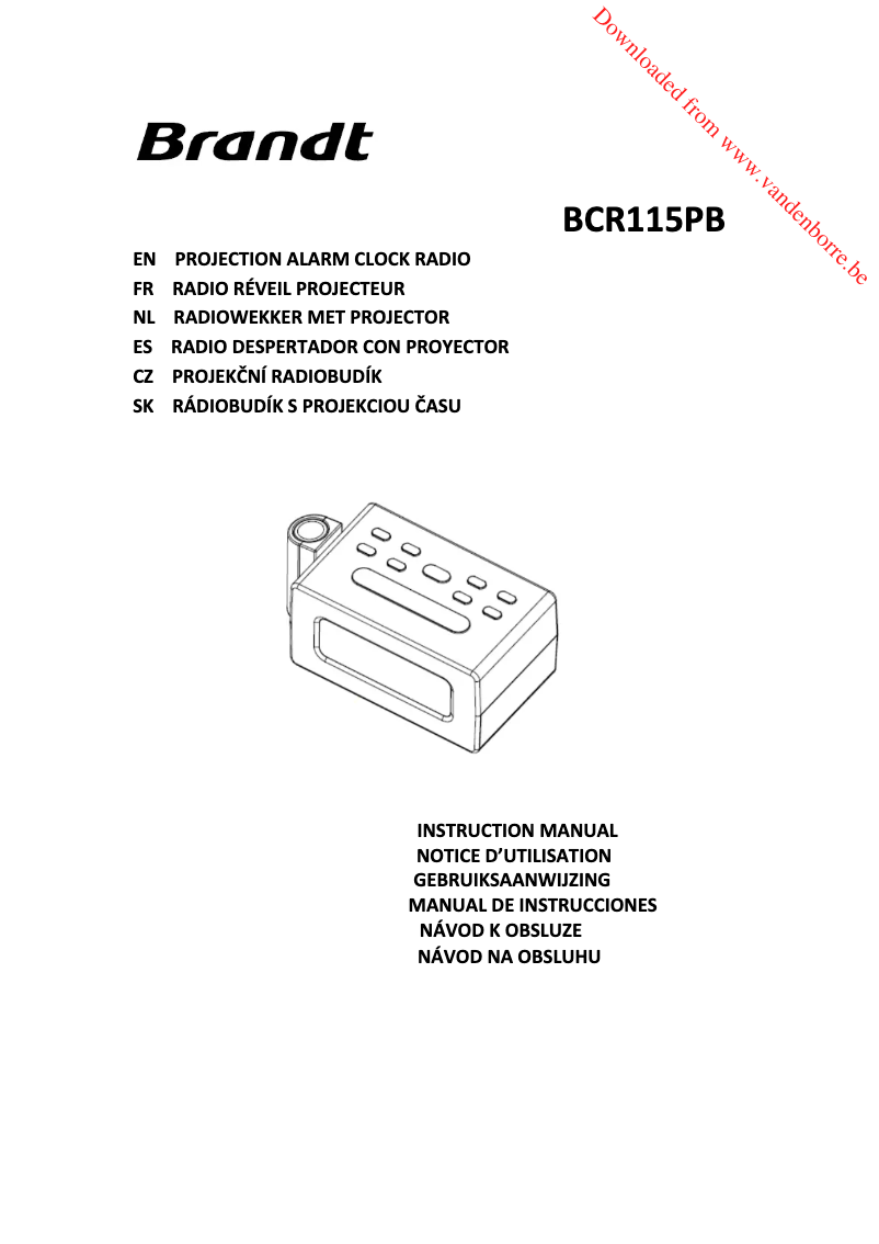 First page image of the manual for BCR115 PB