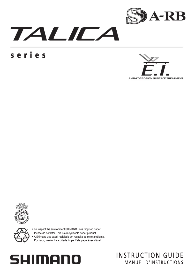 Page 1 of the manual User Manual Shimano Talica 12II