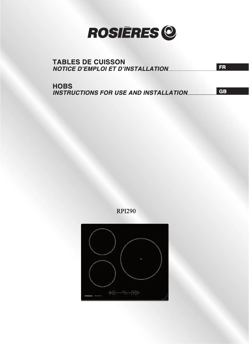 Page 1 of the manual User Manual Rosieres RPI 290
