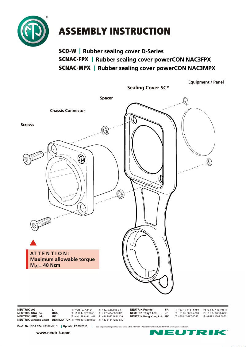 Page 1 of the manual User Manual Neutrik SCD-W