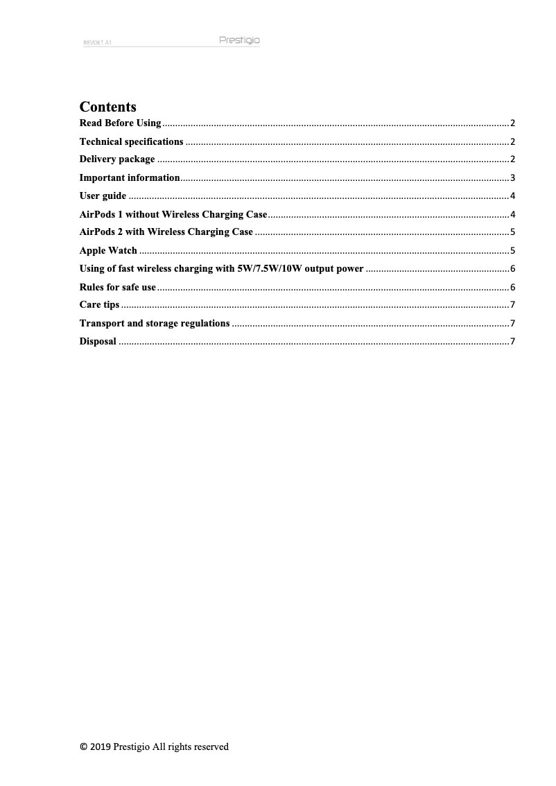 Image de la première page du manuel de l'appareil ReVolt A1