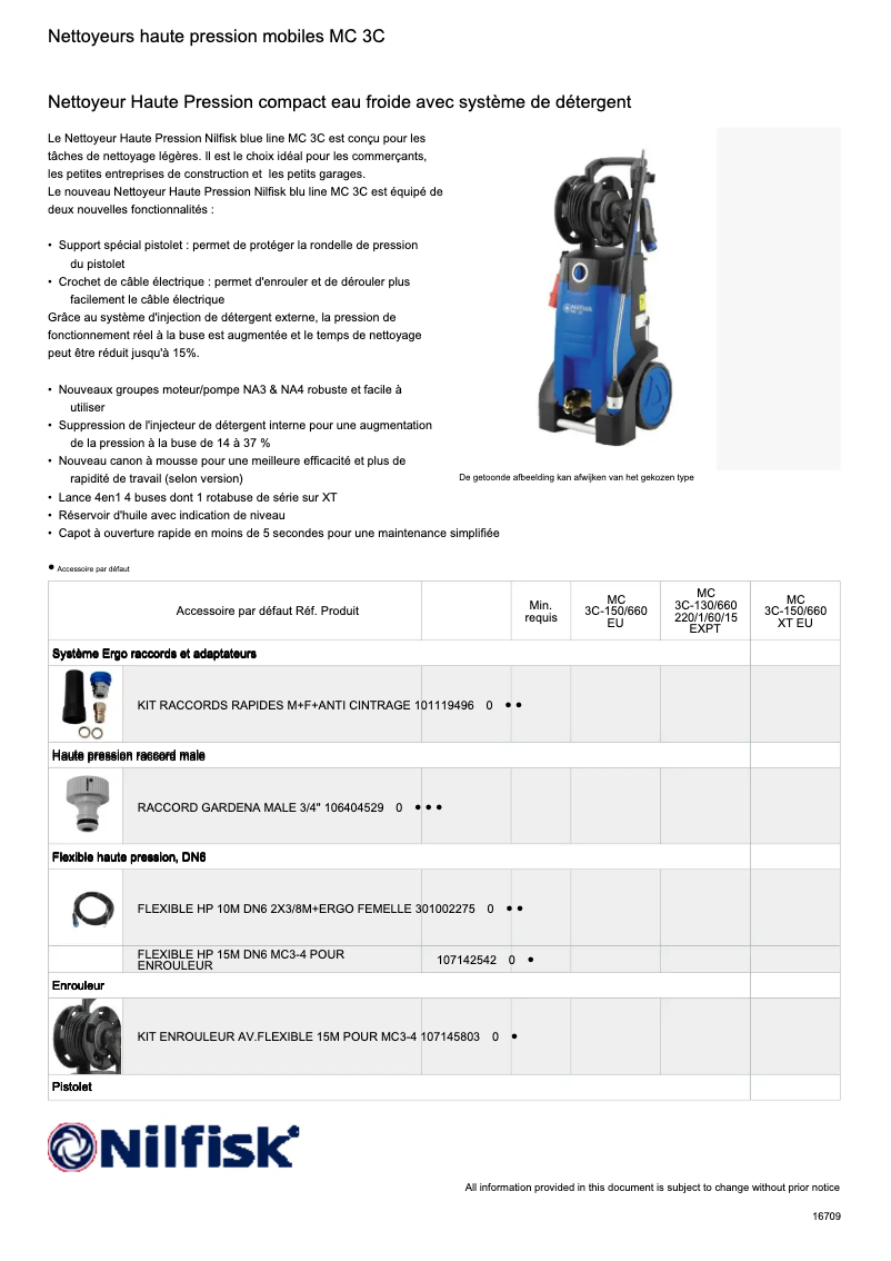 Page 1 of the manual Technical Sheet Nilfisk MC 3