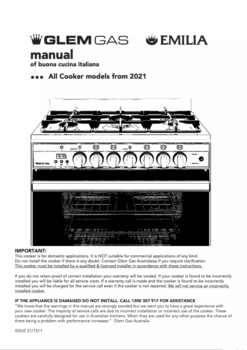 Page 1 of the manual Instructions / Assembly Glem Gas GB534GE