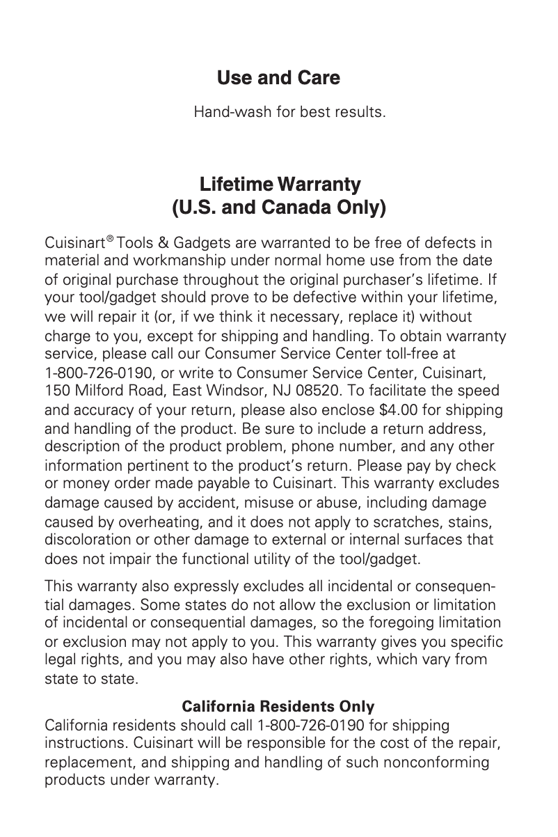 Page 1 of the manual User Manual Cuisinart CTG-00-MFFS