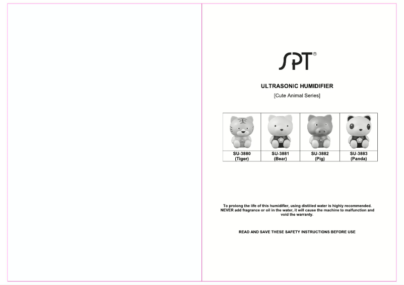 Page 1 of the manual User Manual SPT SU-3881
