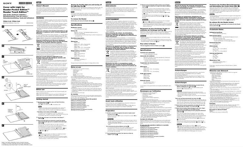 First page image of the manual for PRS-ACL65R