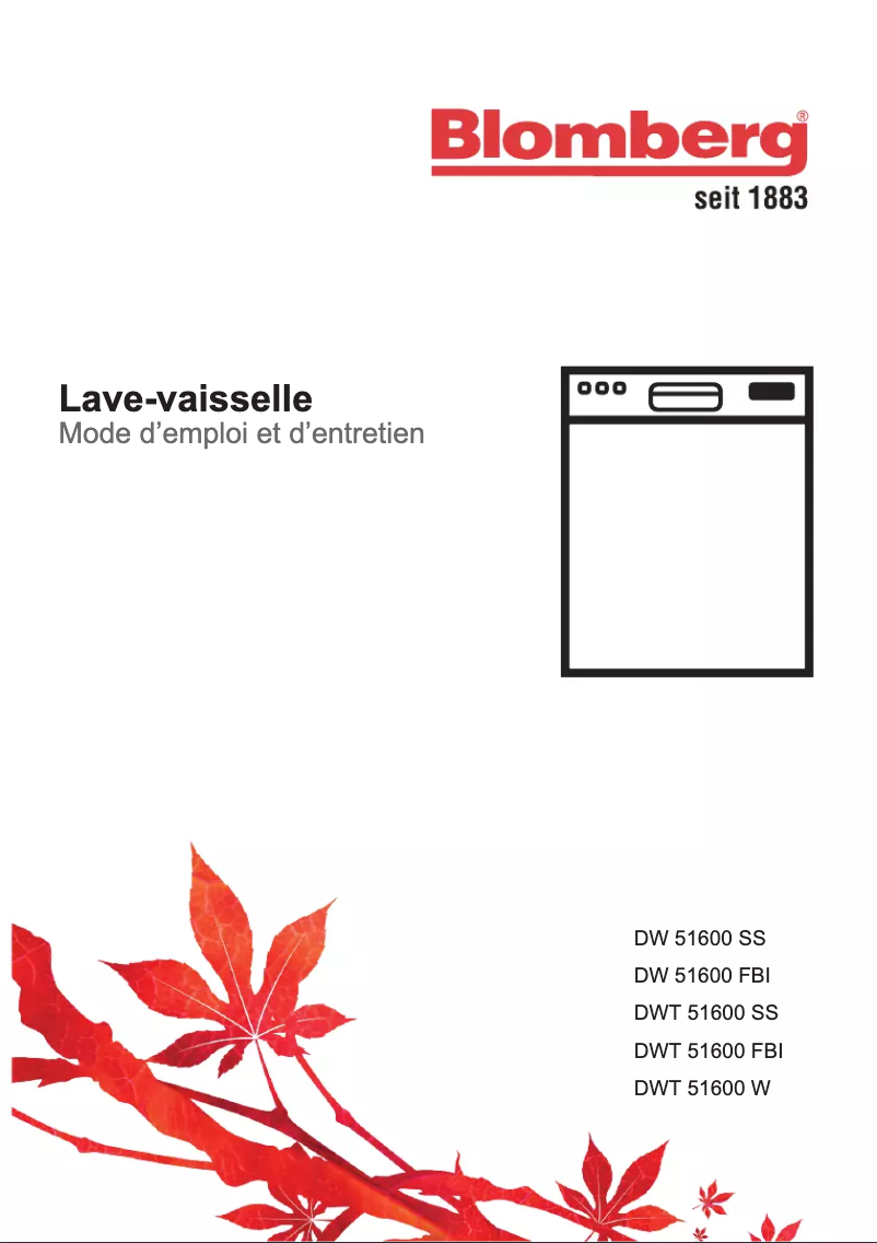 First page image of the manual for DWT51600W