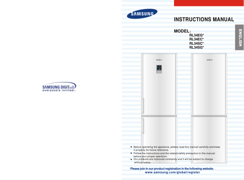 Page 1 of the manual User Manual Samsung RL34ECMS