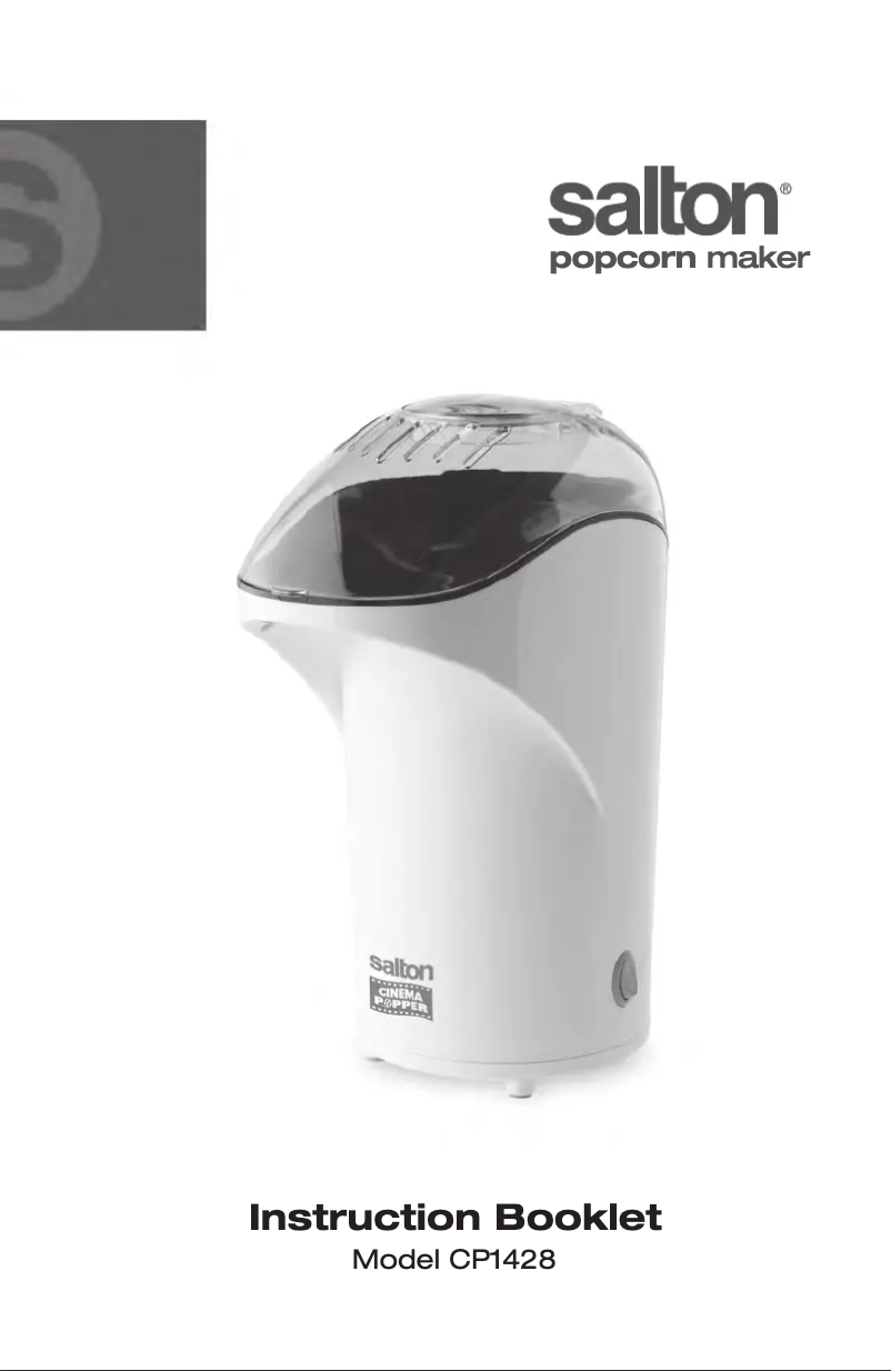 Page 1 of the manual User Manual Salton Cinema Popper CP1428