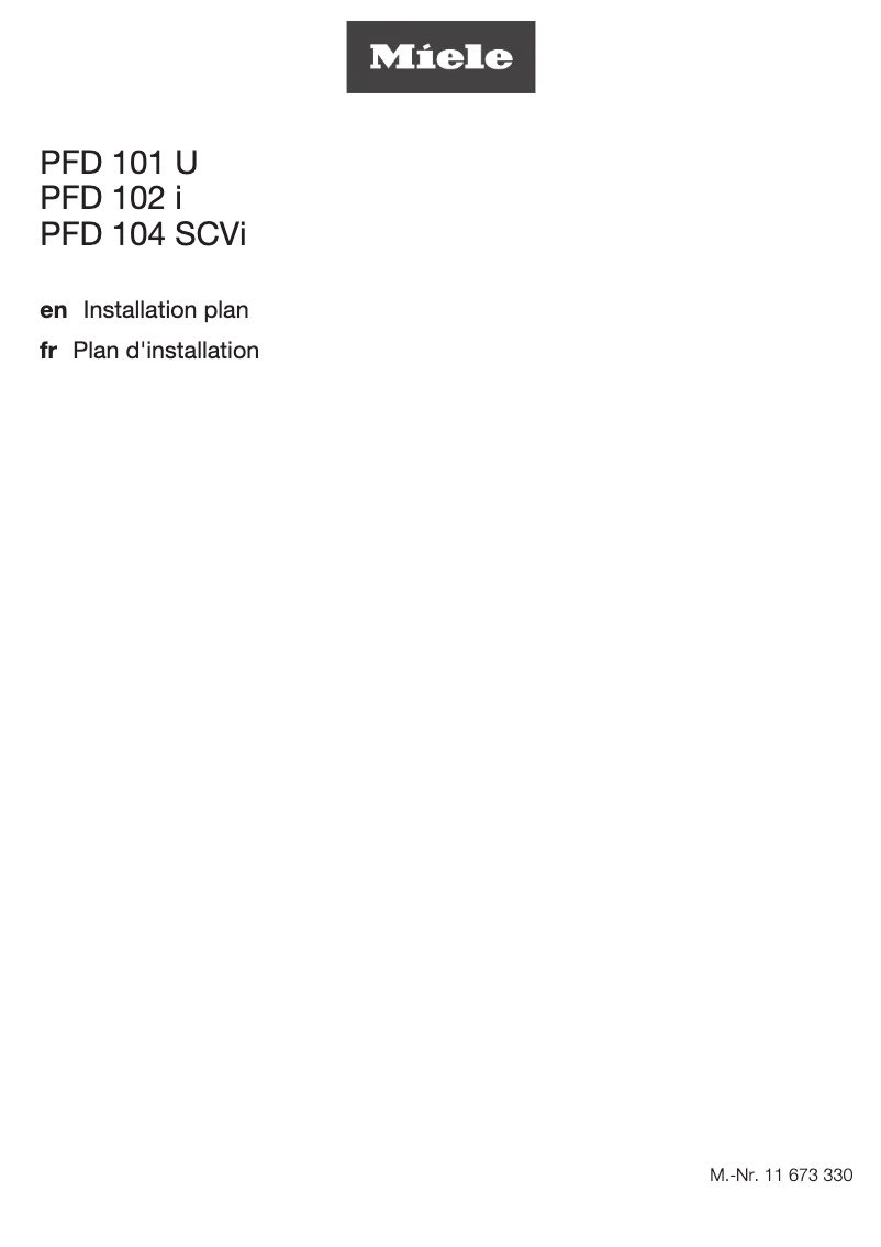 Page 1 of the manual Installation Guide Miele PFD 102 i