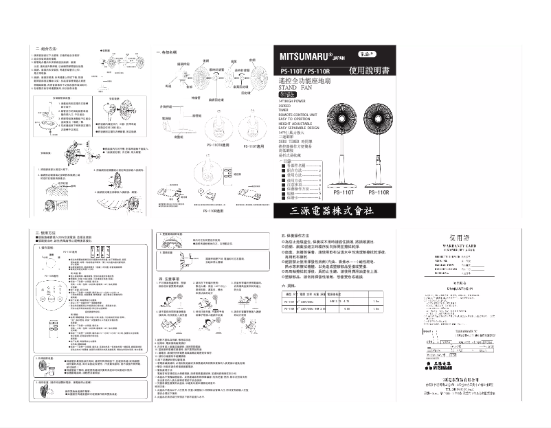 First page image of the manual for PS-110T