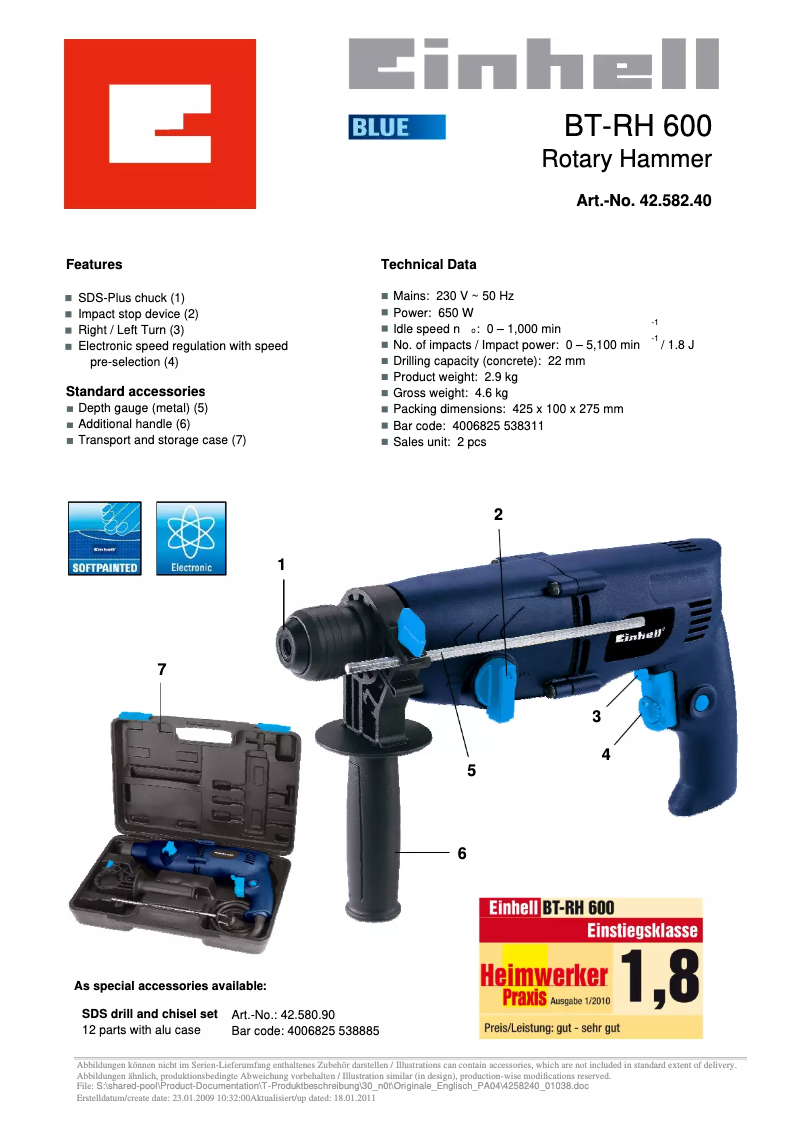 First page image of the manual for BT-RH 600