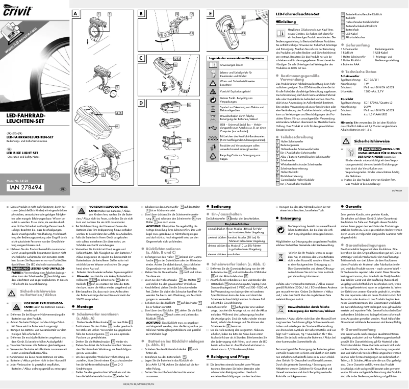 Page 1 of the manual User Manual Crivit IAN 278494