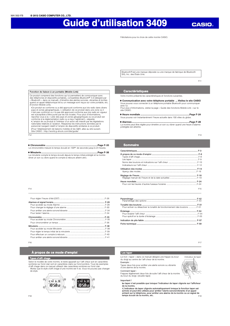 Page 1 of the manual User Manual Casio GB-5600AA-5ER