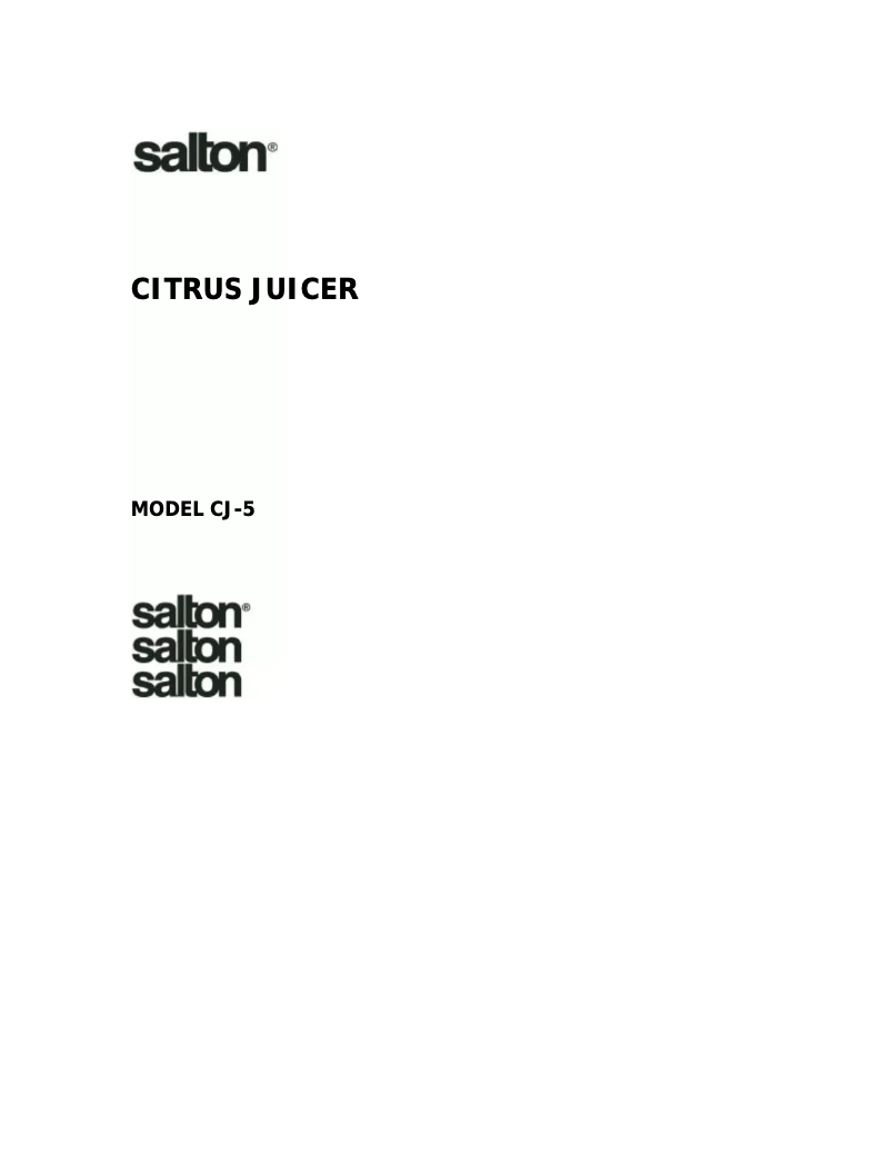 Page 1 of the manual User Manual Salton CJ5