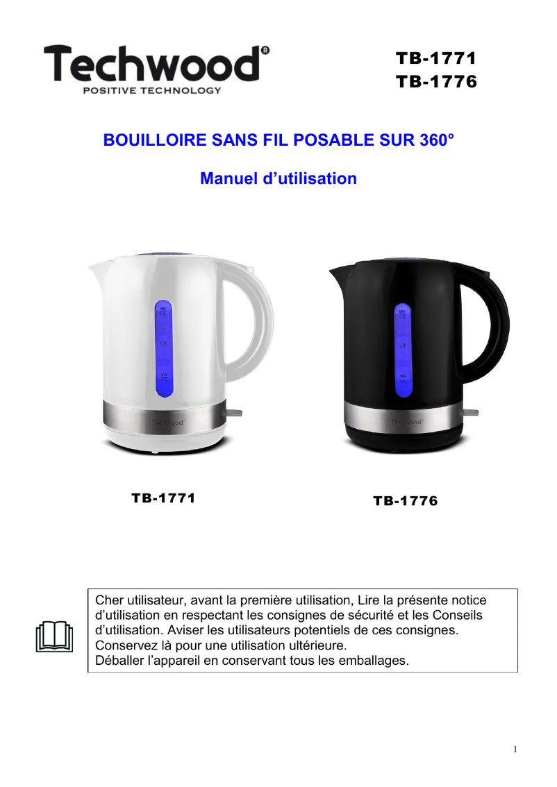 First page image of the manual for TB-1776