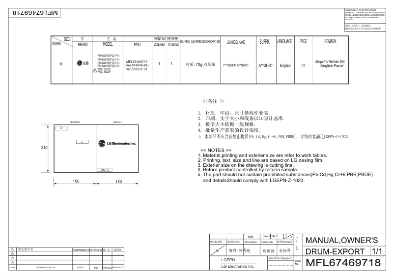Page 1 of the manual User Manual LG F1292QDP25